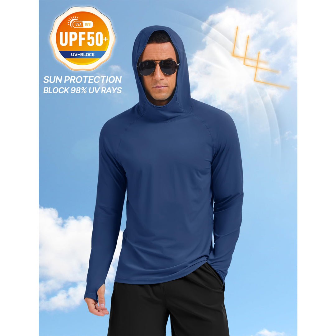 TACVASEN Azure Men's UPF 50+ Sun Hoodie Long Sleeve Quick Dry Rash Guard Shirt