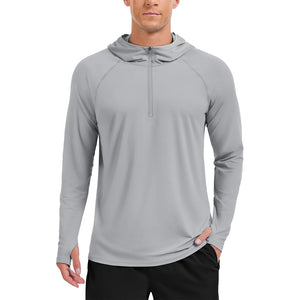TACVASEN Light Grey Quarter Zip UPF 50+ Sun Protection Hoodie Shirts