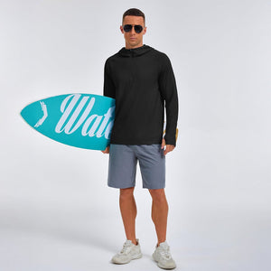TACVASEN Black Quarter Zip UPF 50+ Sun Protection Hoodie Shirts