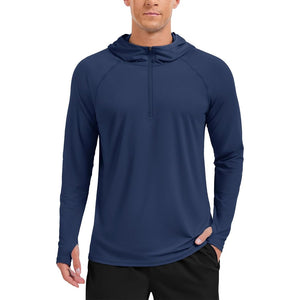 TACVASEN Navy Quarter Zip UPF 50+ Sun Protection Hoodie Shirts