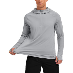 TACVASEN Light Grey Quarter Zip UPF 50+ Sun Protection Hoodie Shirts