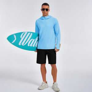 TACVASEN Sky Blue Quarter Zip UPF 50+ Sun Protection Hoodie Shirts