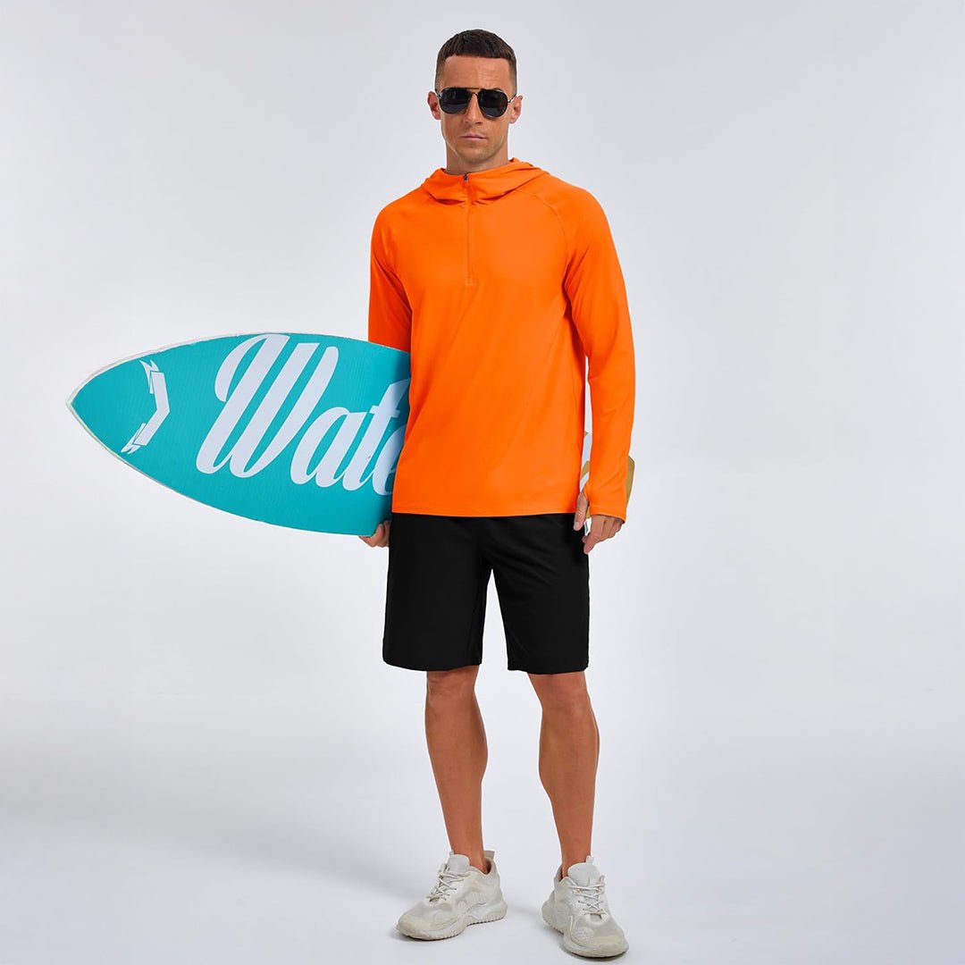 TACVASEN Orange Quarter Zip UPF 50+ Sun Protection Hoodie Shirts