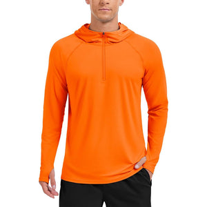 TACVASEN Orange Quarter Zip UPF 50+ Sun Protection Hoodie Shirts