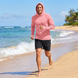 TACVASEN Pink Men's UPF 50+ Sun Protection Hoodies with Thumb Holes