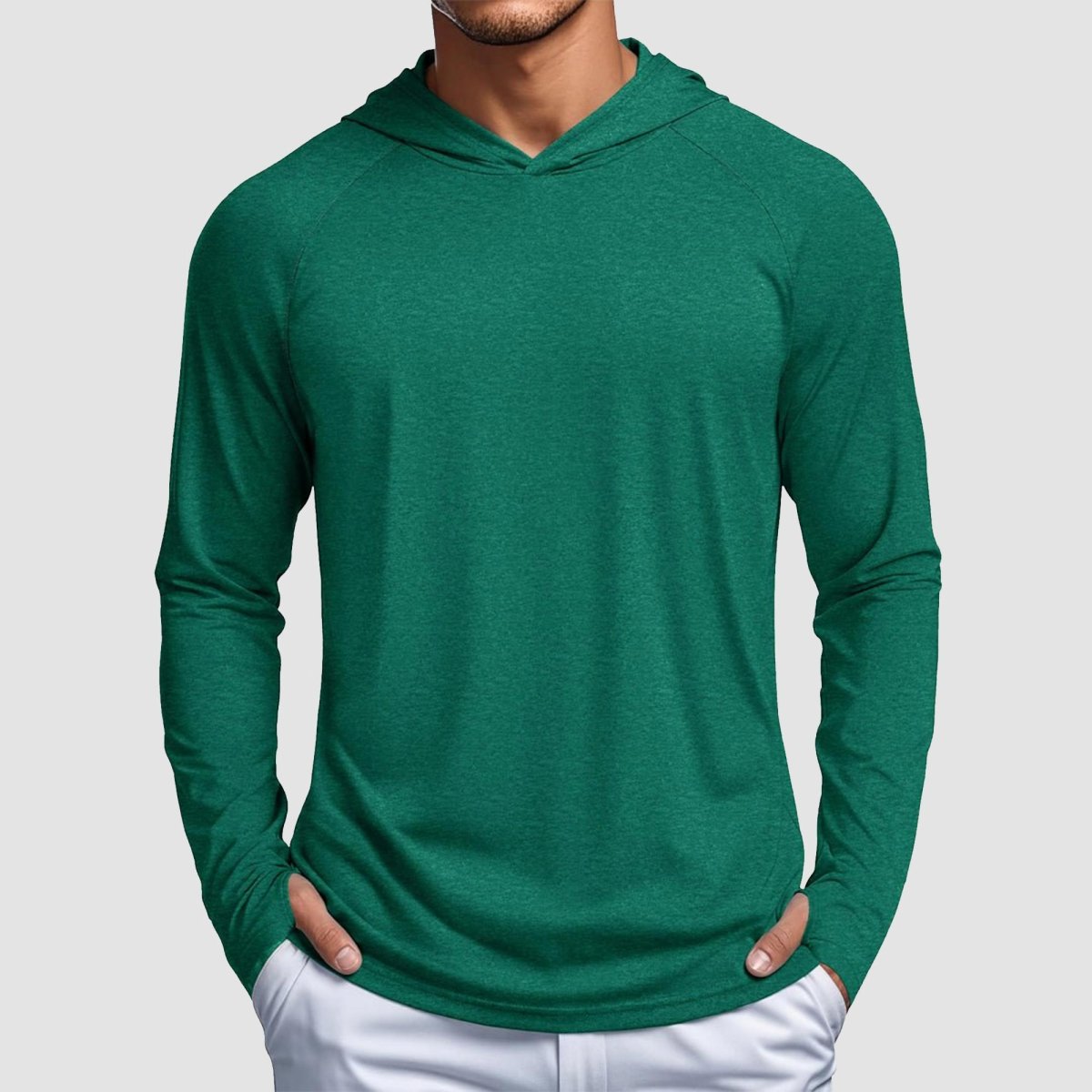 TACVASEN Light Green Men's UPF 50+ Sun Protection Hoodies with Thumb Holes