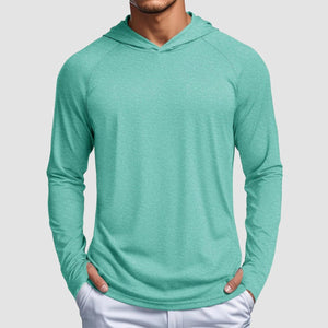 TACVASEN Light Green Men's UPF 50+ Sun Protection Hoodies with Thumb Holes