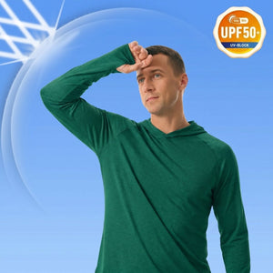TACVASEN Emerald Green Men's UPF 50+ Sun Protection Hoodies with Thumb Holes