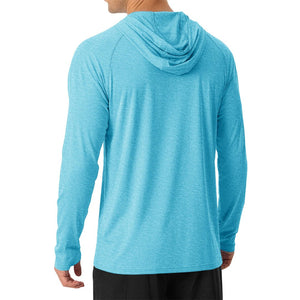 TACVASEN Water Blue Men's UPF 50+ Sun Protection Hoodies with Thumb Holes