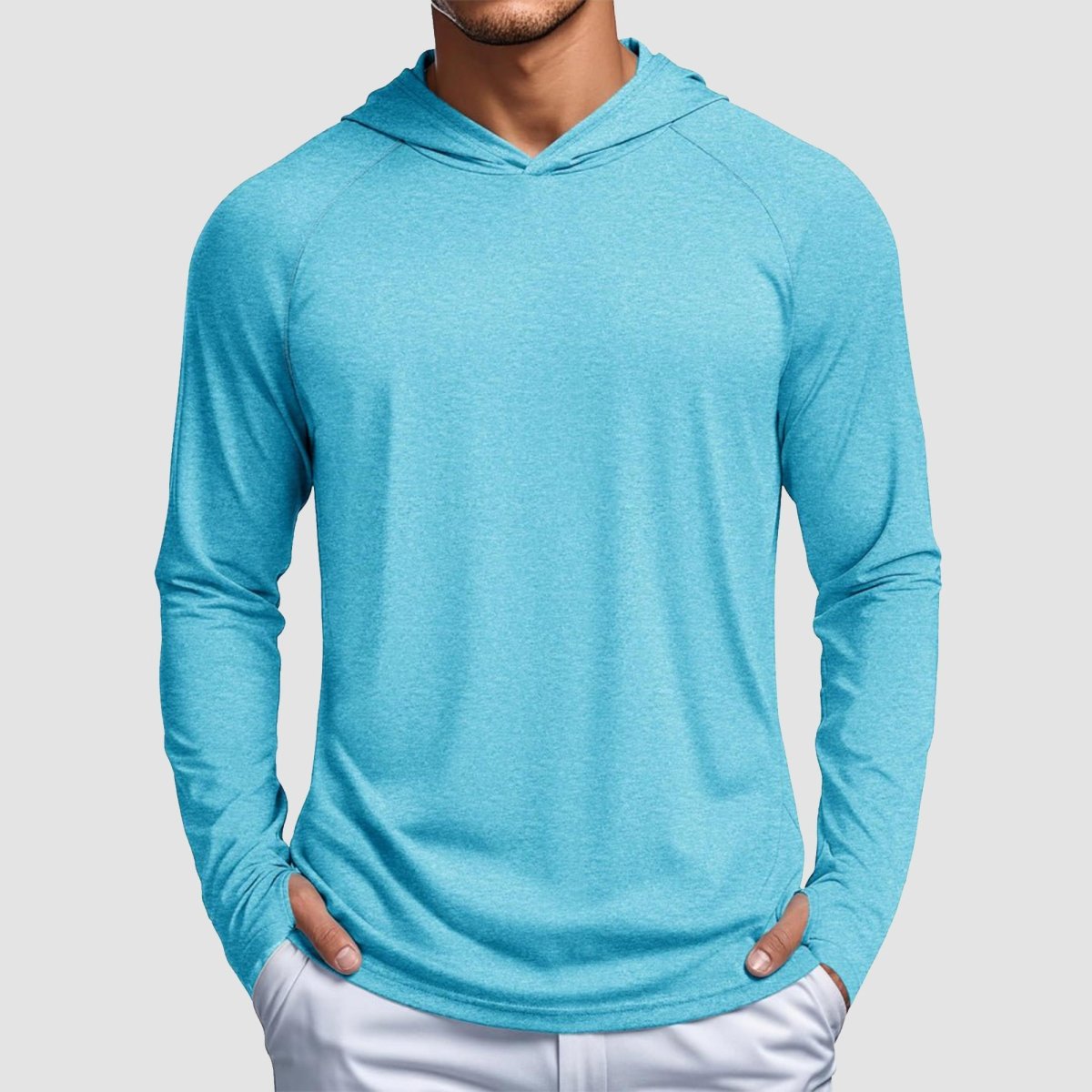 TACVASEN Light Green Men's UPF 50+ Sun Protection Hoodies with Thumb Holes