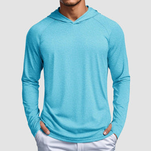 TACVASEN Light Green Men's UPF 50+ Sun Protection Hoodies with Thumb Holes
