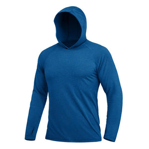 TACVASEN Blue Men's UPF 50+ Sun Protection Hoodies with Thumb Holes
