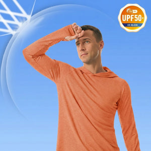 TACVASEN Orange Men's UPF 50+ Sun Protection Hoodies with Thumb Holes