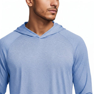 TACVASEN Light Blue Men's UPF 50+ Sun Protection Hoodies with Thumb Holes