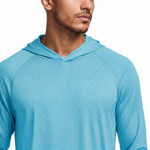 TACVASEN Water Blue Men's UPF 50+ Sun Protection Hoodies with Thumb Holes
