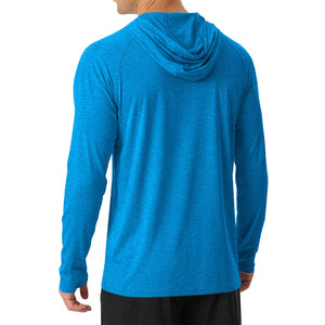 TACVASEN Sea Blue Men's UPF 50+ Sun Protection Hoodies with Thumb Holes