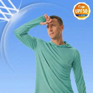 TACVASEN Light Green Men's UPF 50+ Sun Protection Hoodies with Thumb Holes