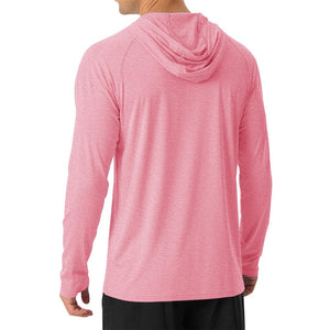 TACVASEN Pink Men's UPF 50+ Sun Protection Hoodies with Thumb Holes