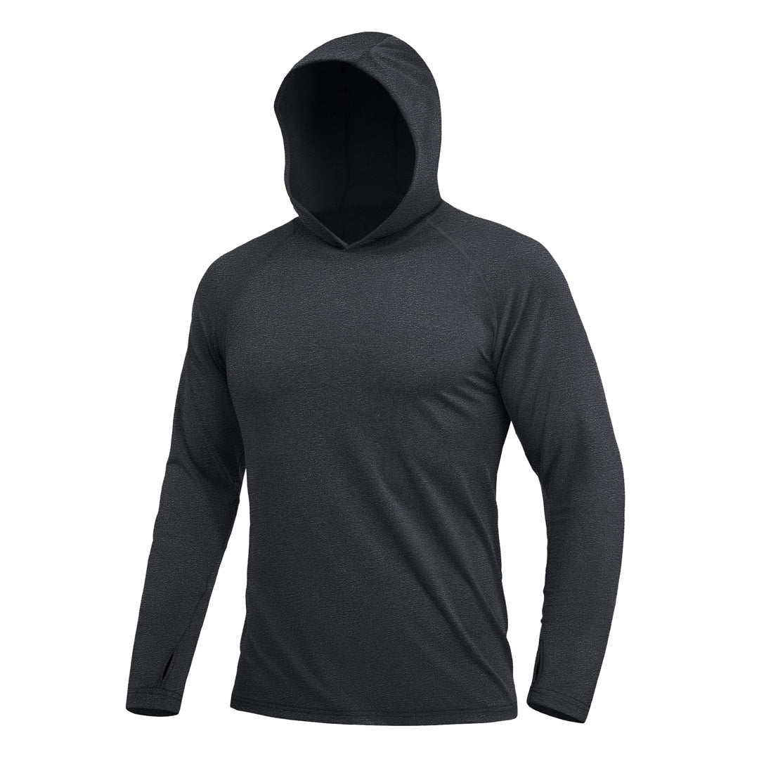 TACVASEN Black Men's UPF 50+ Sun Protection Hoodies with Thumb Holes