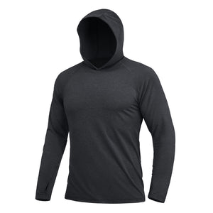 TACVASEN Black Men's UPF 50+ Sun Protection Hoodies with Thumb Holes