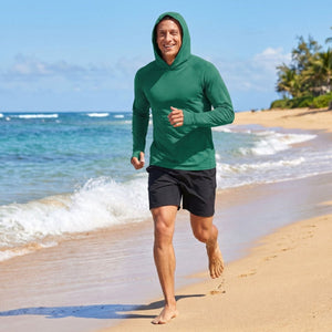 TACVASEN Emerald Green Men's UPF 50+ Sun Protection Hoodies with Thumb Holes