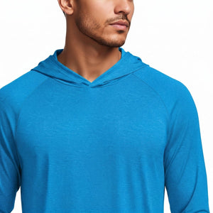 TACVASEN Sea Blue Men's UPF 50+ Sun Protection Hoodies with Thumb Holes