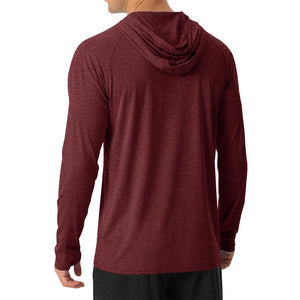 TACVASEN Wine Red Men's UPF 50+ Sun Protection Hoodies with Thumb Holes