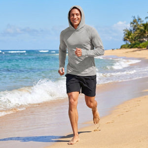 TACVASEN Light Grey Men's UPF 50+ Sun Protection Hoodies with Thumb Holes
