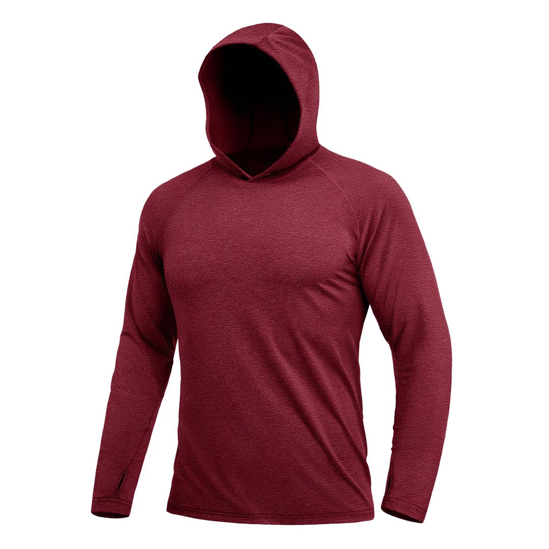 TACVASEN Wine Red Men's UPF 50+ Sun Protection Hoodies with Thumb Holes
