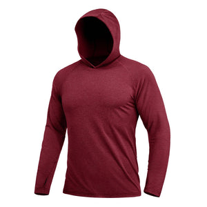 TACVASEN Wine Red Men's UPF 50+ Sun Protection Hoodies with Thumb Holes