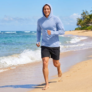 TACVASEN Light Blue Men's UPF 50+ Sun Protection Hoodies with Thumb Holes