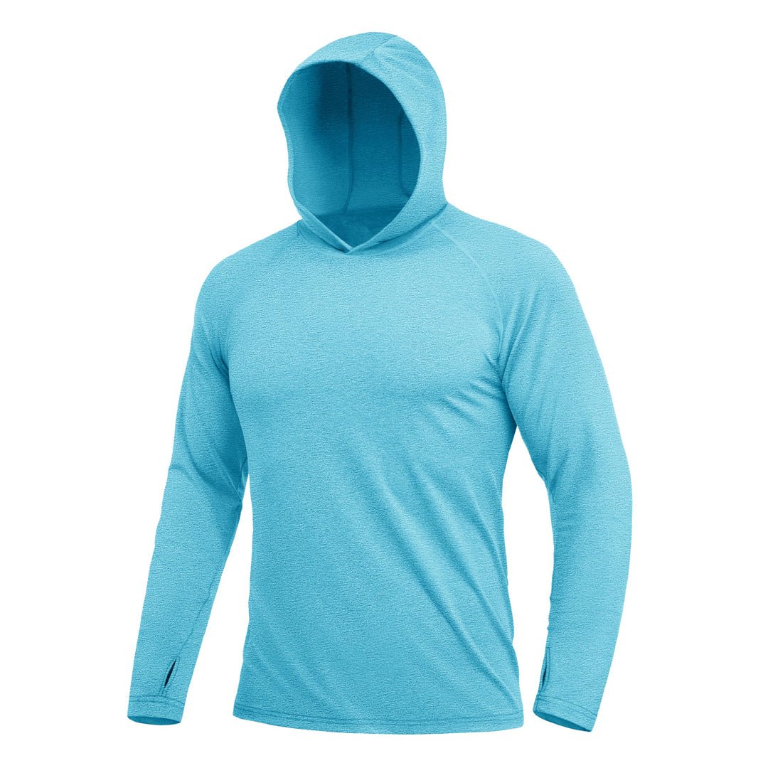 TACVASEN Water Blue Men's UPF 50+ Sun Protection Hoodies with Thumb Holes