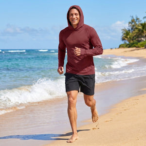TACVASEN Wine Red Men's UPF 50+ Sun Protection Hoodies with Thumb Holes