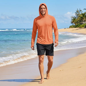 TACVASEN Orange Men's UPF 50+ Sun Protection Hoodies with Thumb Holes