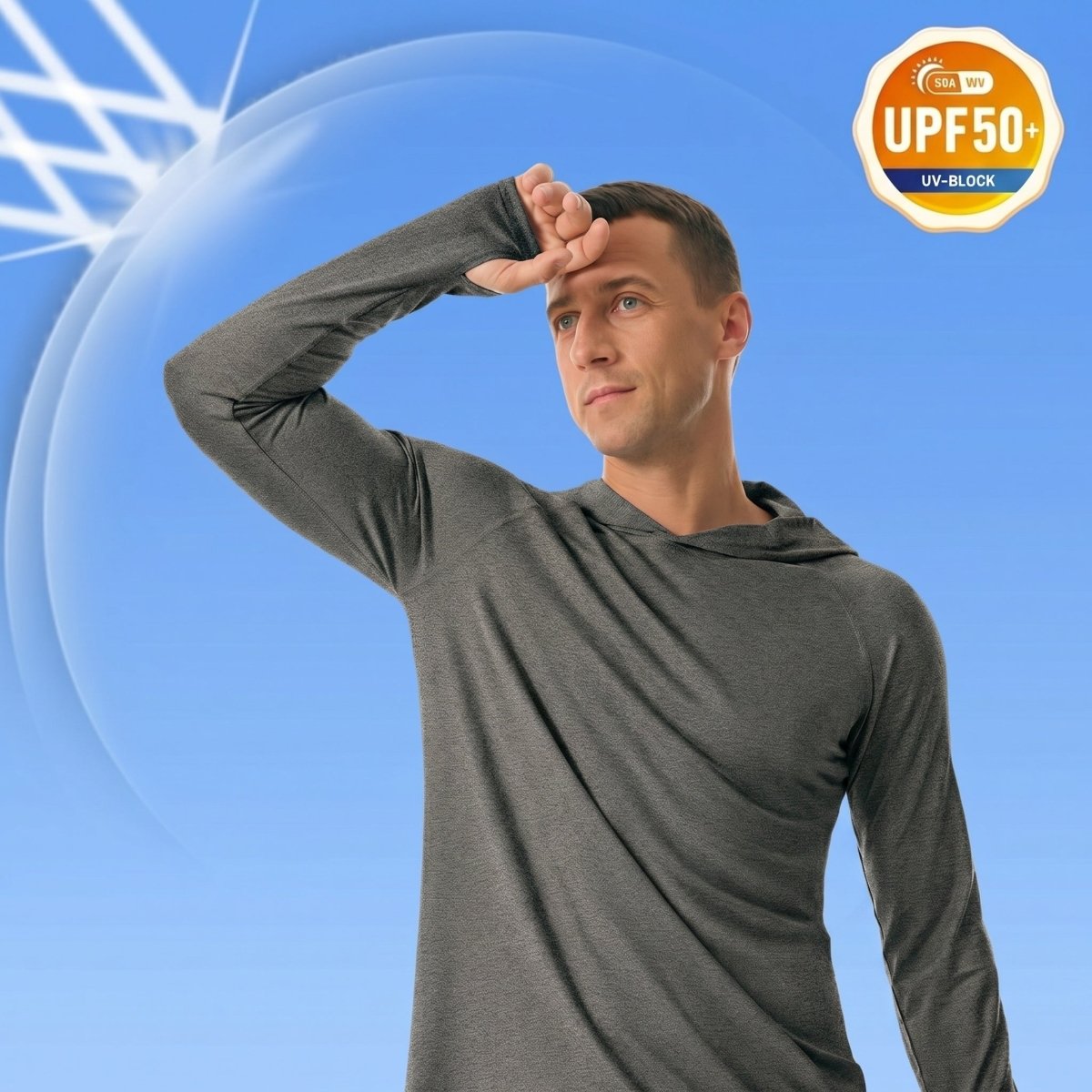 TACVASEN Dark Grey Men's UPF 50+ Sun Protection Hoodies with Thumb Holes