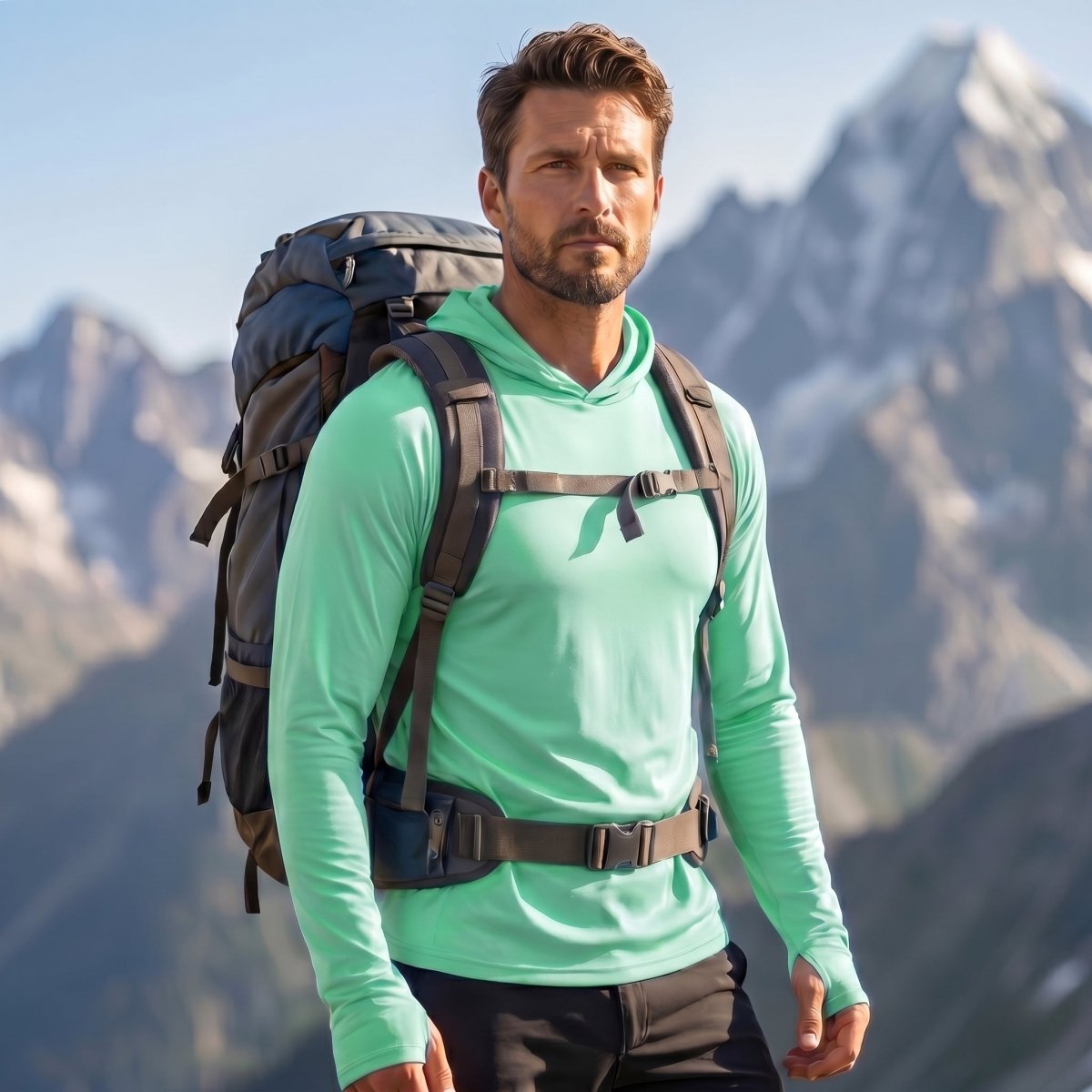 TACVASEN Mint Green Men's UPF 50+ Sun Protective Athletic Rash Guard Shirts