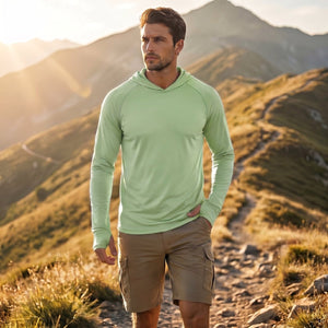 TACVASEN Light Green Men's UPF 50+ Sun Protective Athletic Rash Guard Shirts