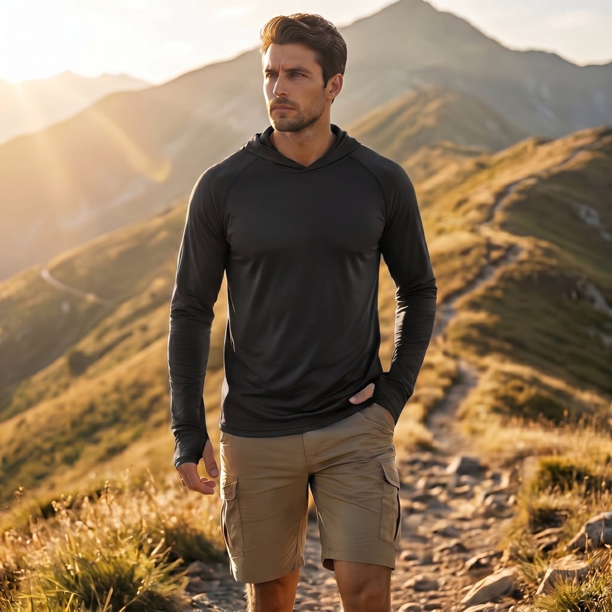 TACVASEN Black Men's UPF 50+ Sun Protective Athletic Rash Guard Shirts