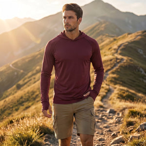 TACVASEN Wine Red Men's UPF 50+ Sun Protective Athletic Rash Guard Shirts