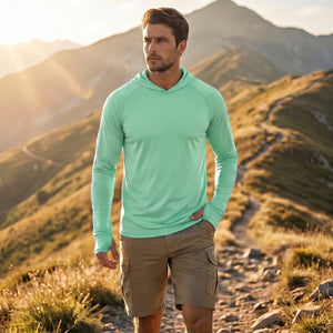 TACVASEN Mint Green Men's UPF 50+ Sun Protective Athletic Rash Guard Shirts