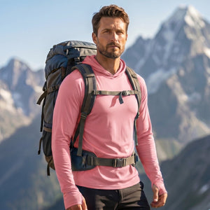 TACVASEN Grey Pink Men's UPF 50+ Sun Protective Athletic Rash Guard Shirts