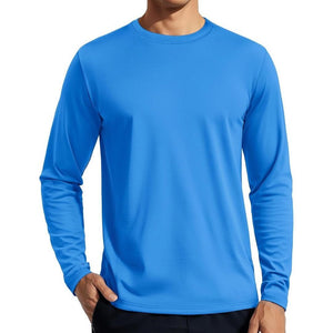 TACVASEN Azure Men's UPF 80+ Sun Shirt Quick Dry Long Sleeve Rashguard