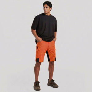 TACVASEN Orange Mens Utility Cargo Shorts Outdoor Hiking Shorts