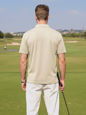TACVASEN Sandy Men's V Neck Short Sleeve Knitted Golf T Shirts