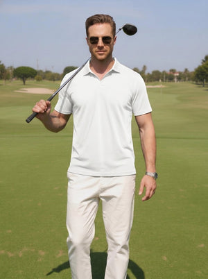 TACVASEN White Men's V Neck Short Sleeve Knitted Golf T Shirts