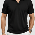 TACVASEN Black Men's V Neck Short Sleeve Knitted Golf T Shirts