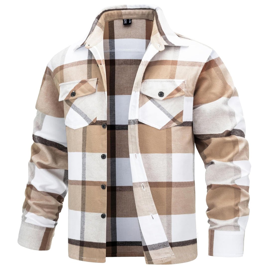 Men's Warm Brushed Fleece Button Down Casual Flannel Shirt - google_men_lightweight_jacket