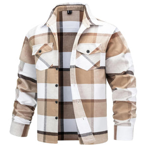 Men's Warm Brushed Fleece Button Down Casual Flannel Shirt - google_men_lightweight_jacket