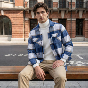 TACVASEN Beige Men's Warm Brushed Fleece Button Down Casual Flannel Shirt