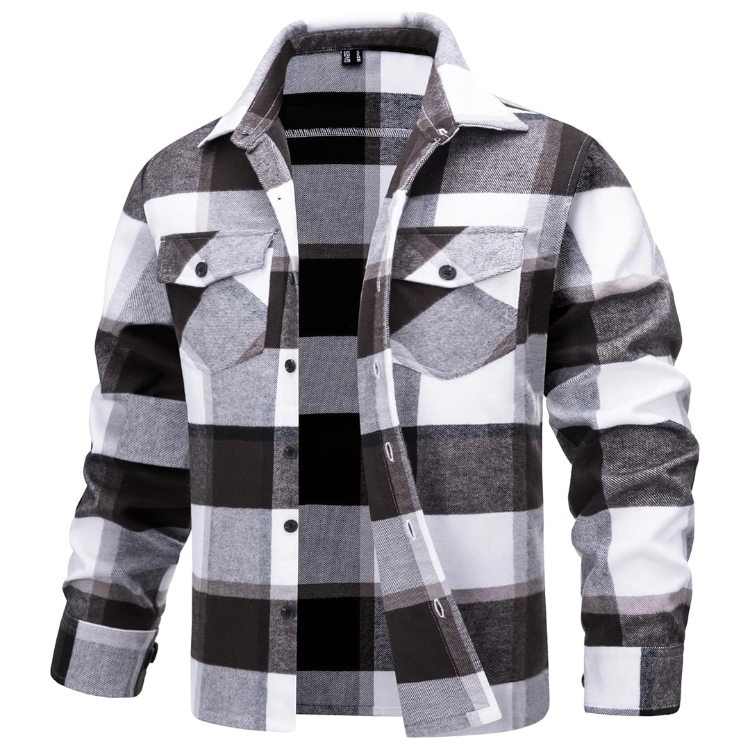 Men's Warm Brushed Fleece Button Down Casual Flannel Shirt - google_men_lightweight_jacket